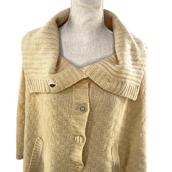 Vintage Talbots Ivory Wool Caplet Basketweave Knit Poncho Heritage - Picture 2 of 10